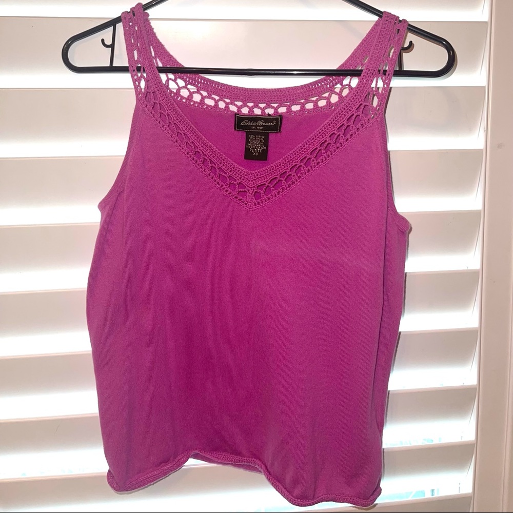 ✨Lightly Worn Magenta Crochet Tank Top✨